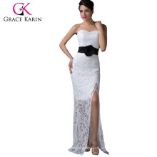 2015 nova chegada Grace karin strapless laço longo vestidos de baile branco CL6288